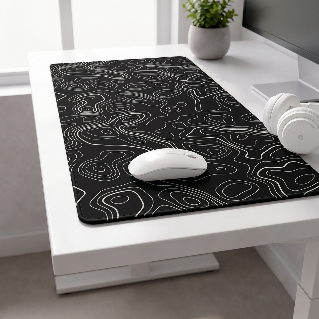 Contour Black Extended Topography Desk Mat Mouse Pad