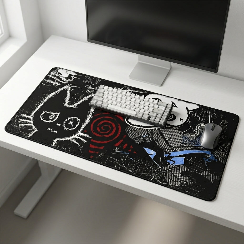 Midnight Doodle Chaos Desk Mat Mouse Pad