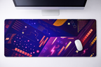 Neon Grid Pulse Desk Mat Mouse Pad