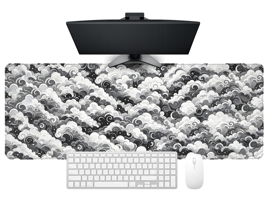Monochrome Cloudwave Desk Mat Mouse Pad
