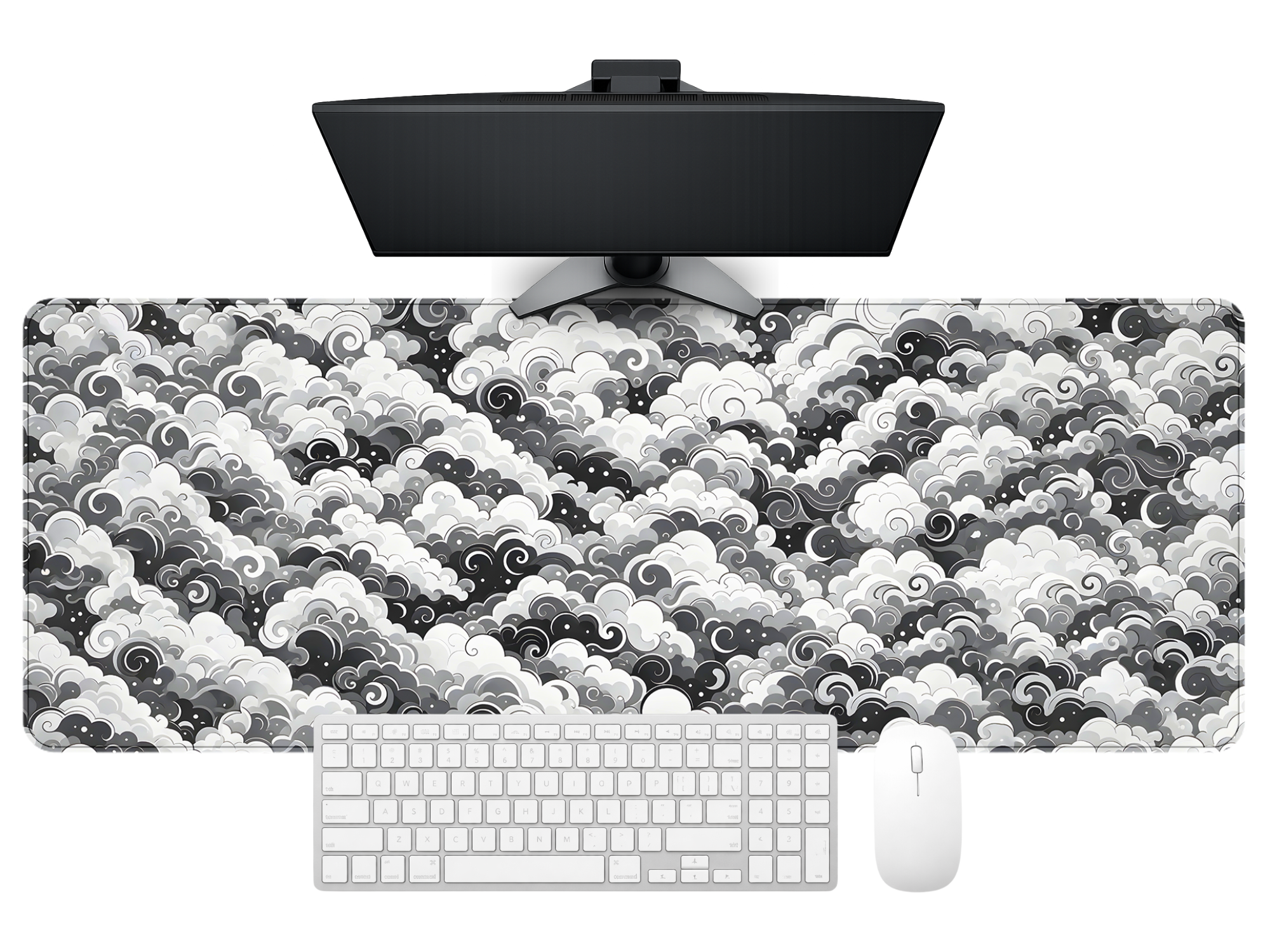 Monochrome Cloudwave Desk Mat Mouse Pad