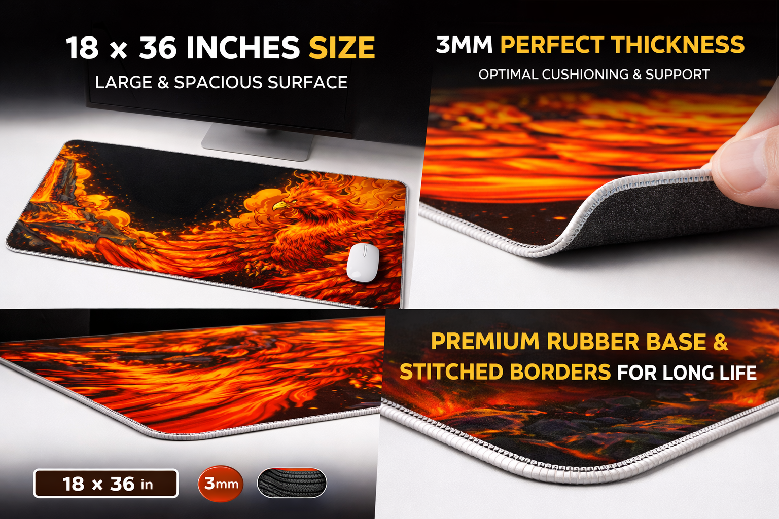 Blaze Phoenix – Firestorm Desk Mat Mouse Pad