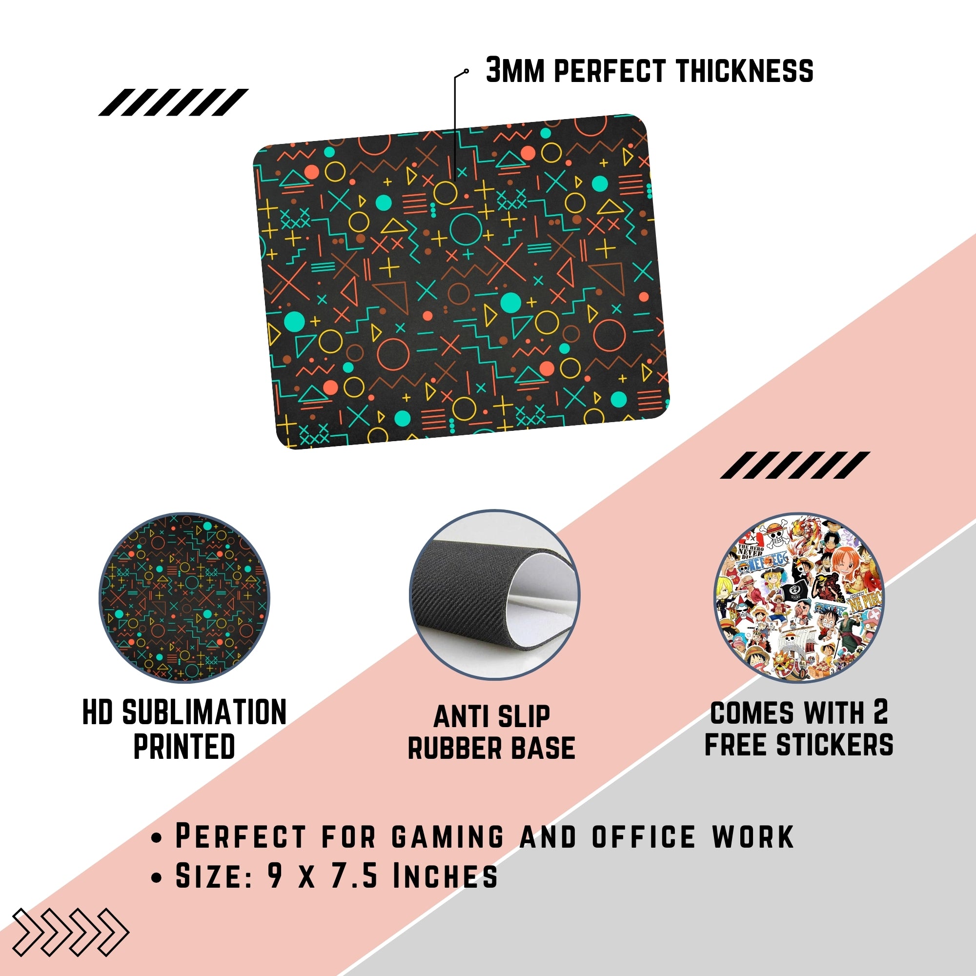 Abstract Geometry Premium Mouse Pad – Non-Slip Base, Smooth Precision Control