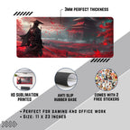 Crimson Ronin Extended Desk Mouse Pad – Samurai-Inspired Gaming & Work Surface