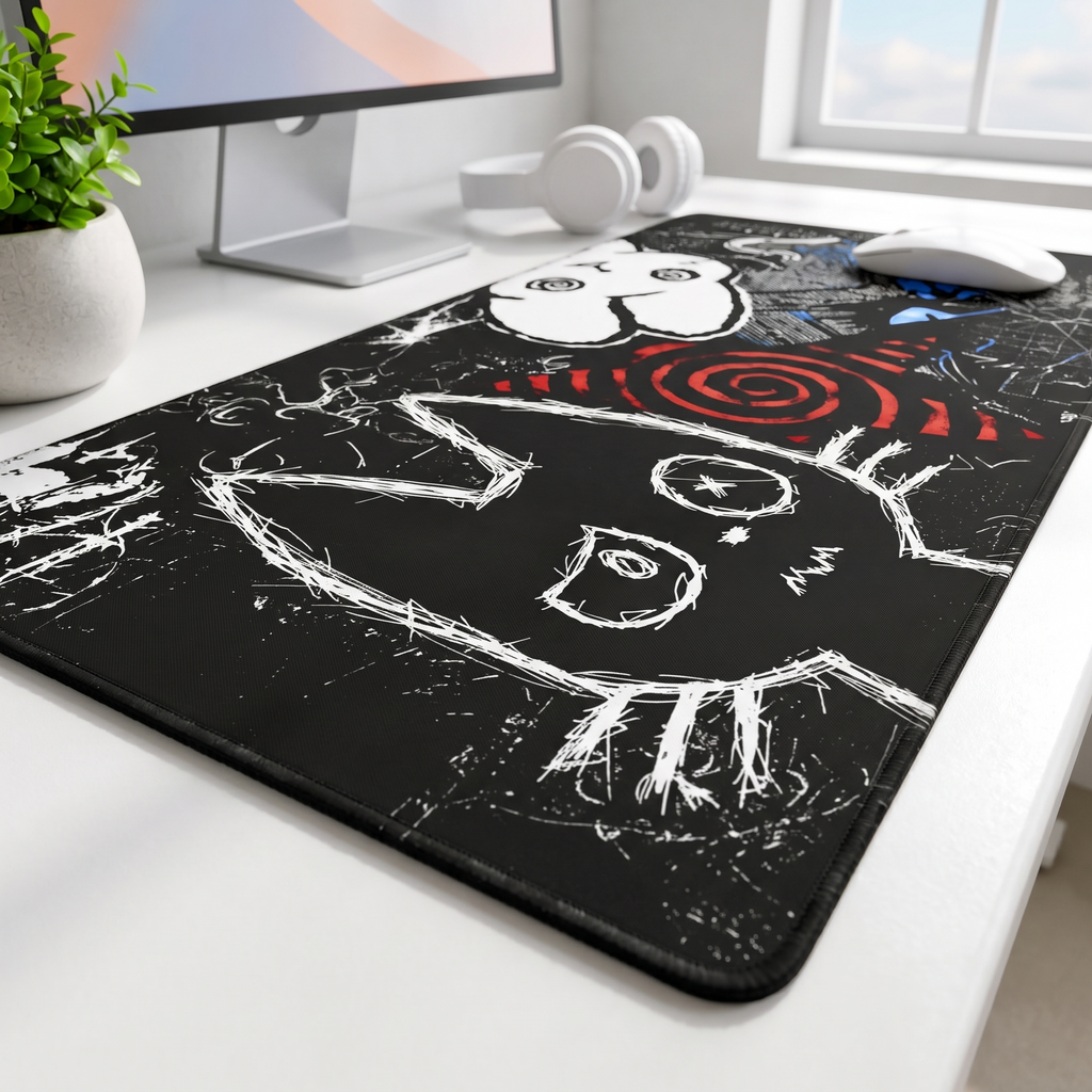 Midnight Doodle Chaos Desk Mat Mouse Pad