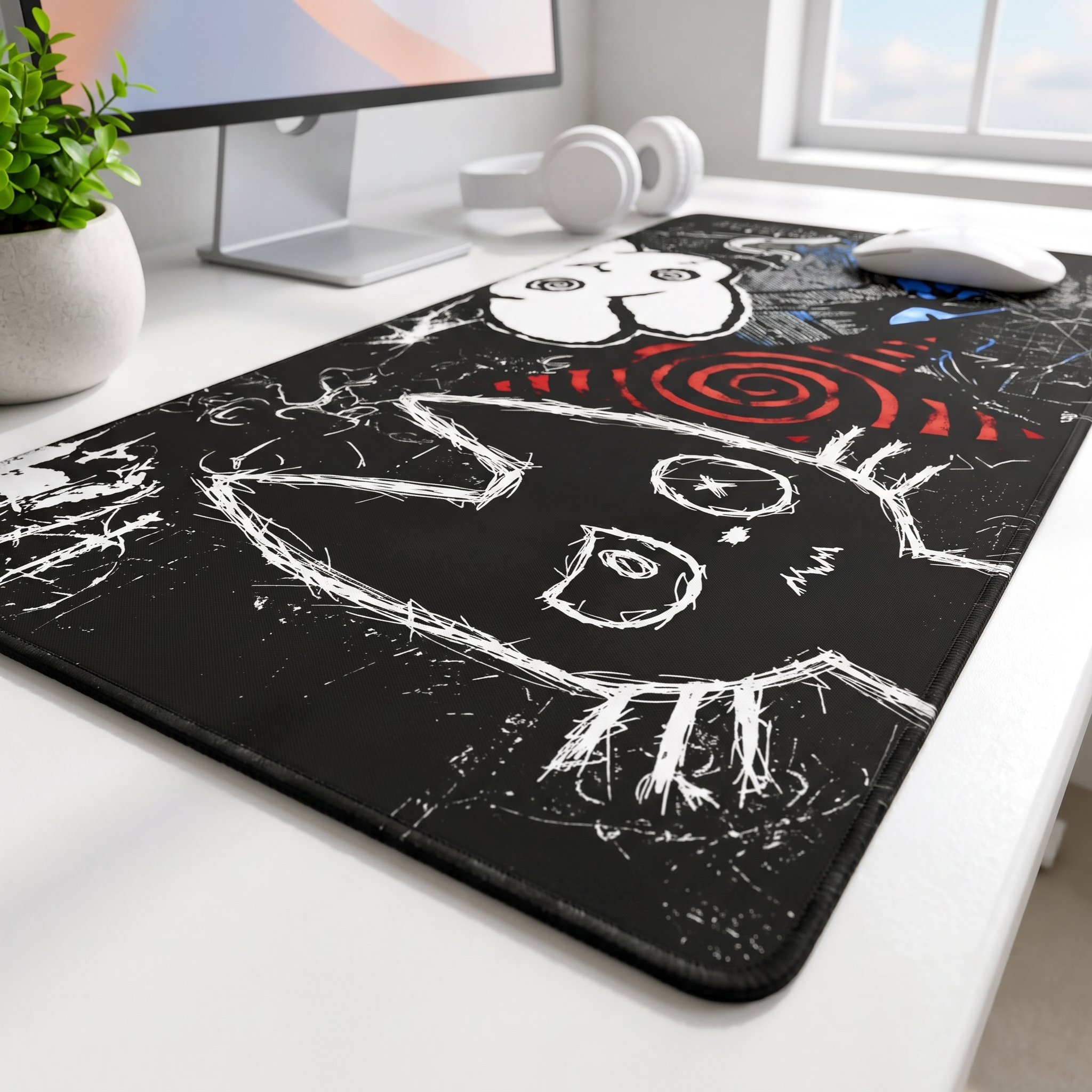 Midnight Doodle Chaos Desk Mat Mouse Pad