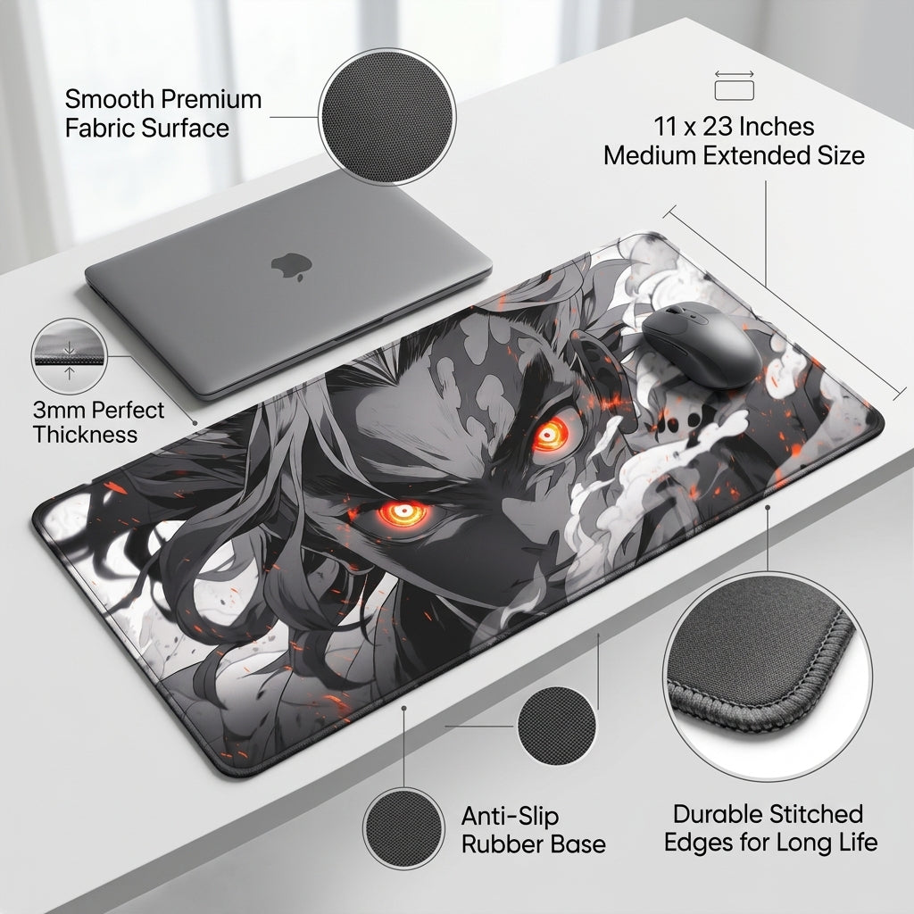 Monochrome Anime Style Desk Mat Mouse Pad
