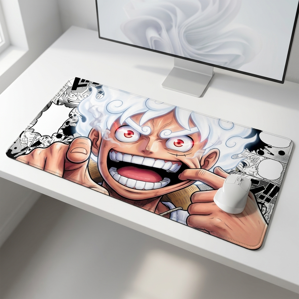 Epic White-Haired Warrior Gaming Desk Mat Mouse Pad
