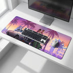 Neon Sunset Boulevard Desk Mat Mouse Pad