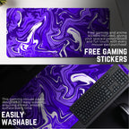Purple Flux Abstract Mouse Pad (11 x 23 Inches) - 3mm Stitched Mouse Pad