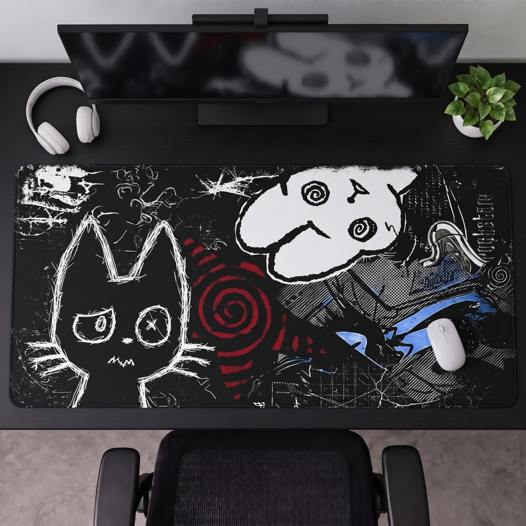 Midnight Doodle Chaos Desk Mat Mouse Pad