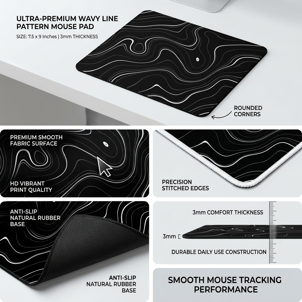 Premium Wavy Line Mouse Pad
