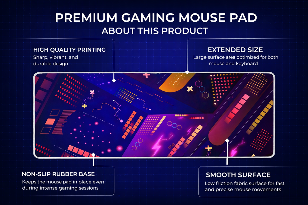 Neon Grid Pulse Desk Mat Mouse Pad