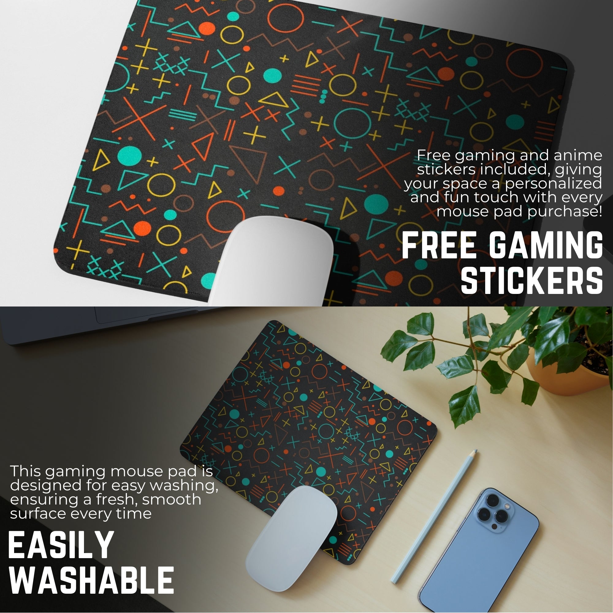 Abstract Geometry Premium Mouse Pad – Non-Slip Base, Smooth Precision Control