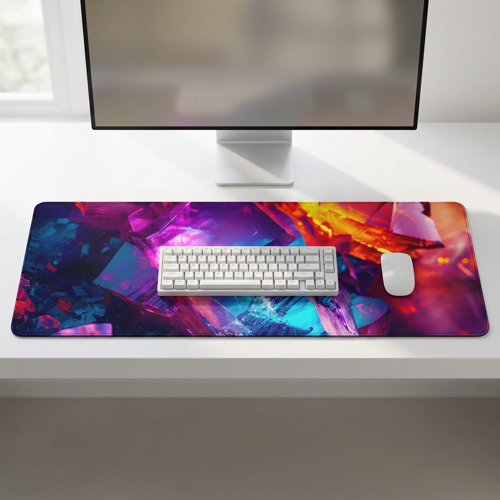 Neon Rift Crystal Desk Mat Mouse Pad