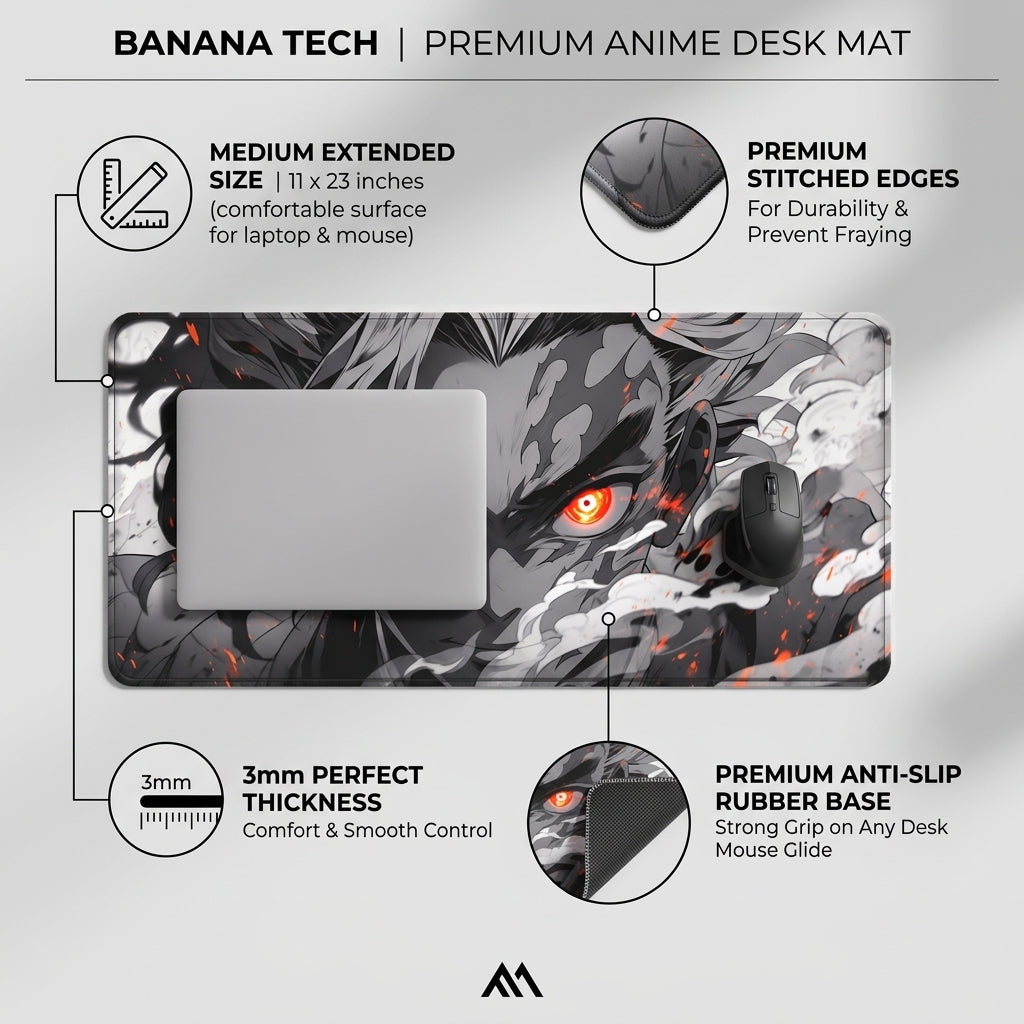 Monochrome Anime Style Desk Mat Mouse Pad
