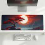 Crimson Moon Zen Desk Mat Mouse Pad