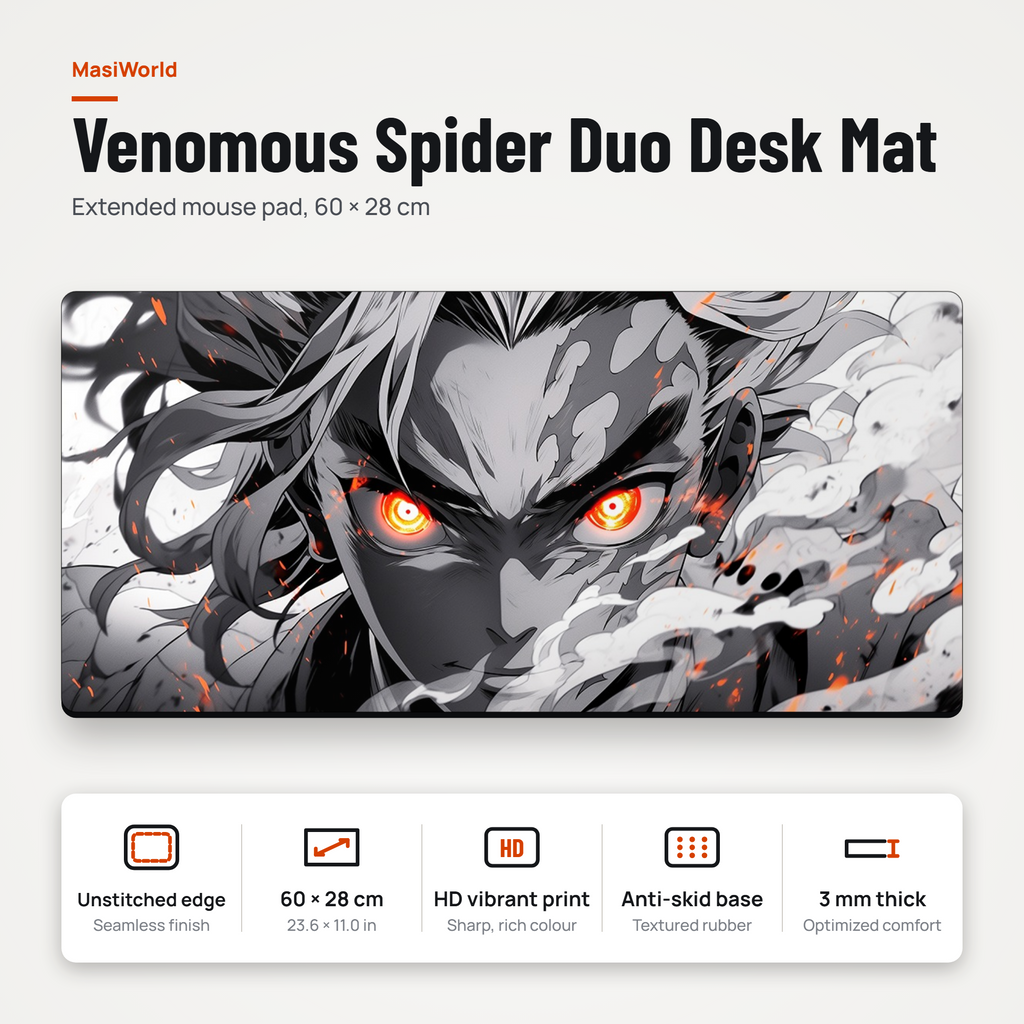 Monochrome Anime Style Desk Mat Mouse Pad