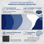 Blue Flow Wave Desk Mat Mouse Pad