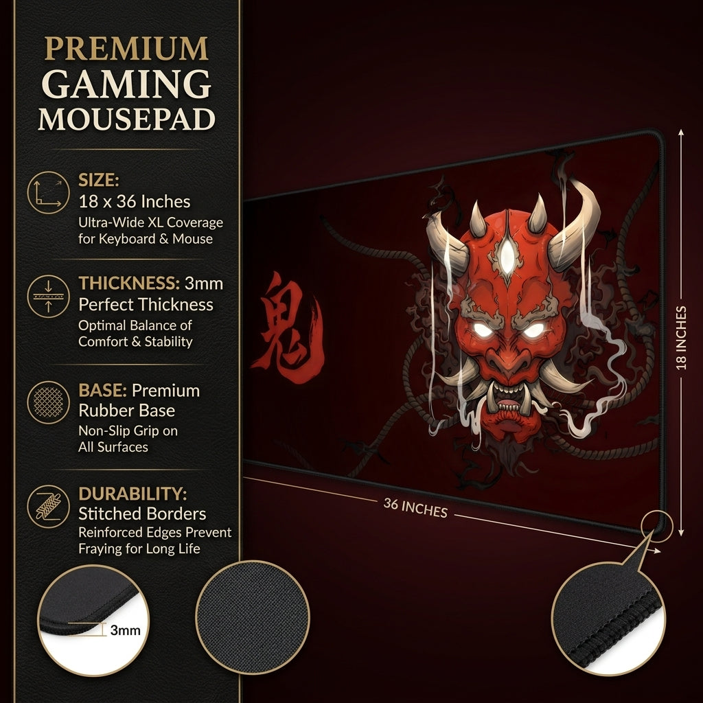 Oni Demon Japanese Gaming Desk Mat Mouse Pad