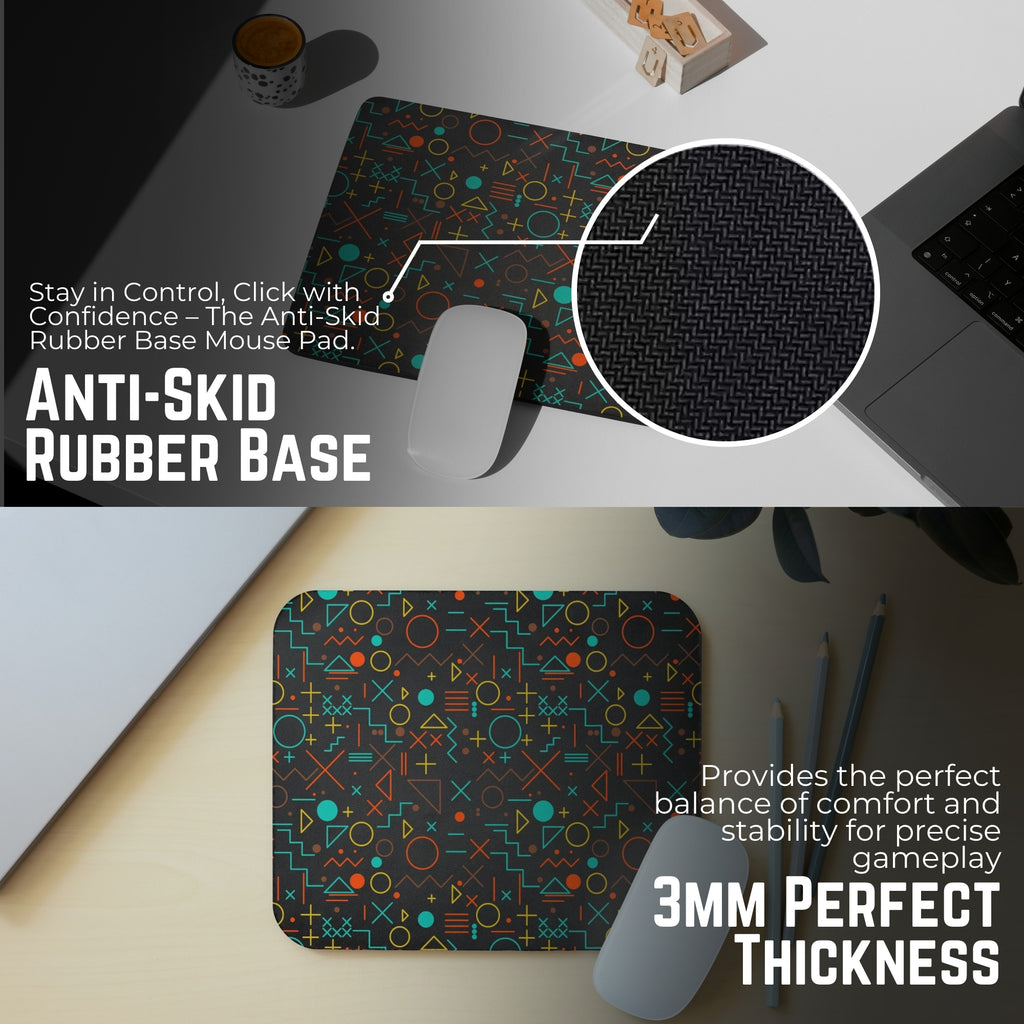 Abstract Geometry Premium Mouse Pad – Non-Slip Base, Smooth Precision Control