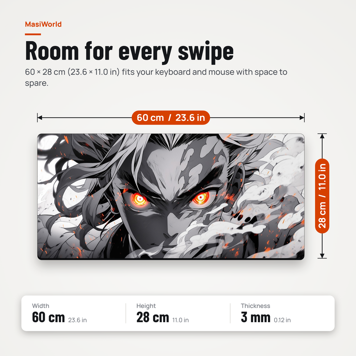 Monochrome Anime Style Desk Mat Mouse Pad