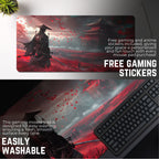 Crimson Ronin Extended Desk Mouse Pad – Samurai-Inspired Gaming & Work Surface