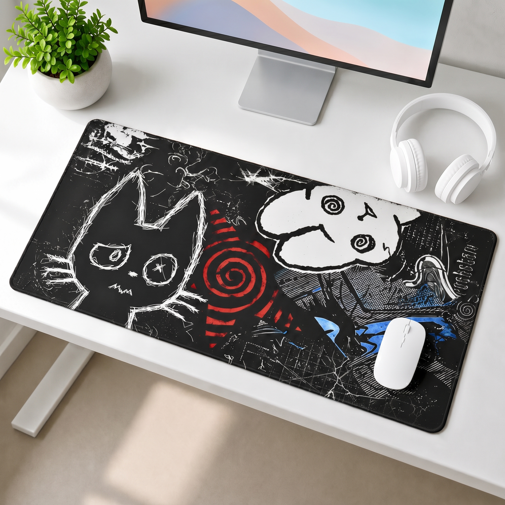 Midnight Doodle Chaos Desk Mat Mouse Pad