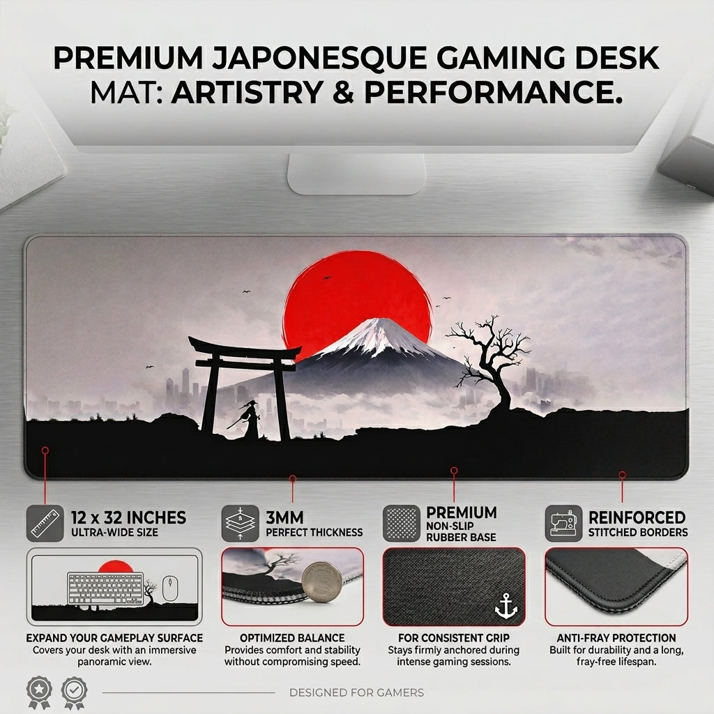 Crimson Horizon Desk Mat Mouse Pad