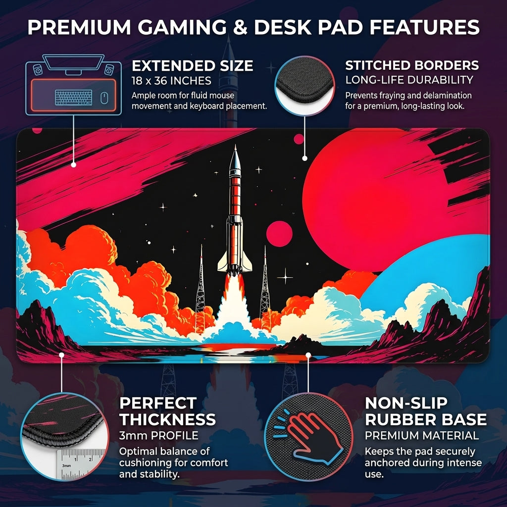 Rocket Launch Desk Mat Mouse Pad