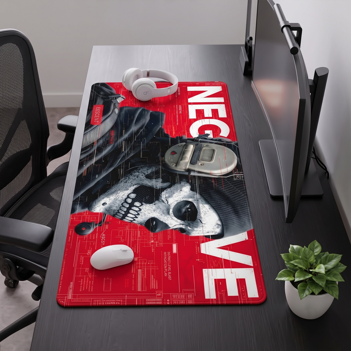 Phantom Ops Skull Gaming Desk Mat Mouse Pad