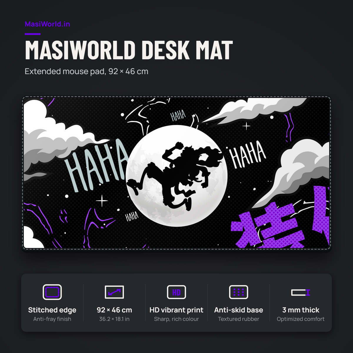 Abstract Shadow Moon Desk Mat Mouse Pad
