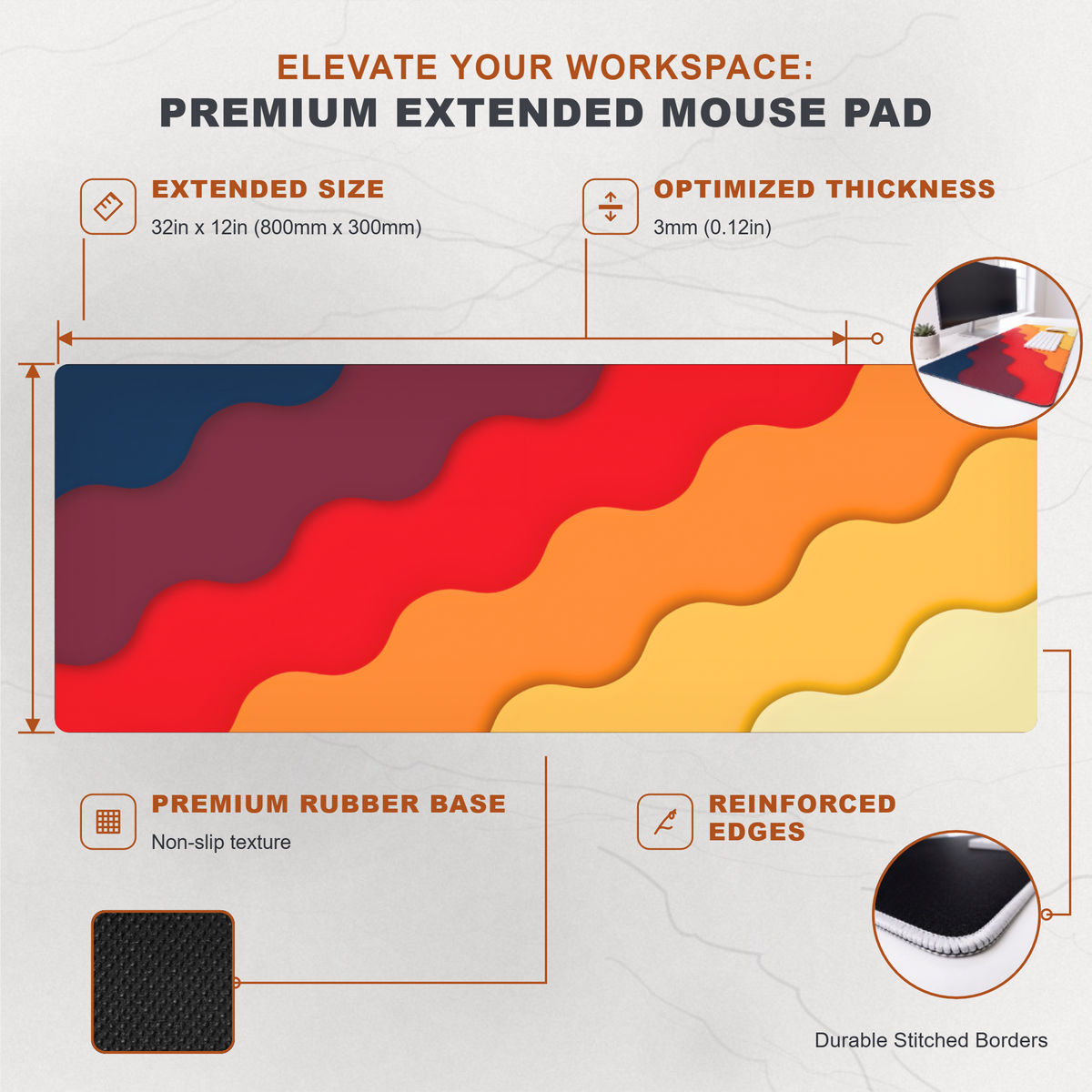 WaveFlow Desk Mat Mouse Pad