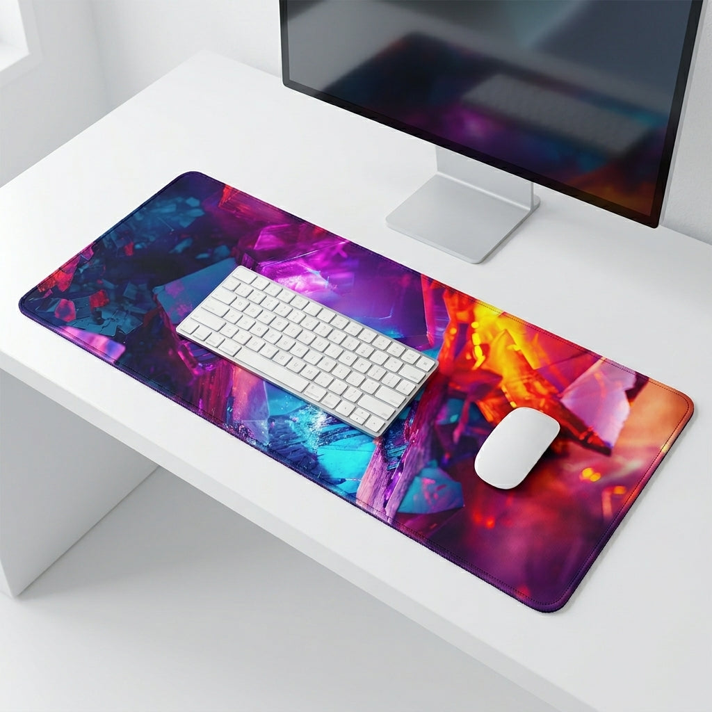 Neon Rift Crystal Desk Mat Mouse Pad
