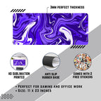 Purple Flux Abstract Mouse Pad (11 x 23 Inches) - 3mm Stitched Mouse Pad