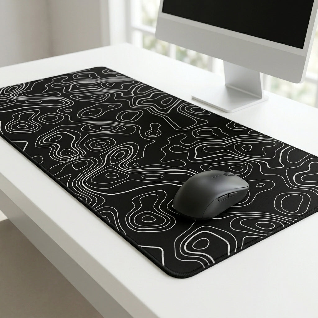 Contour Black Extended Topography Desk Mat Mouse Pad