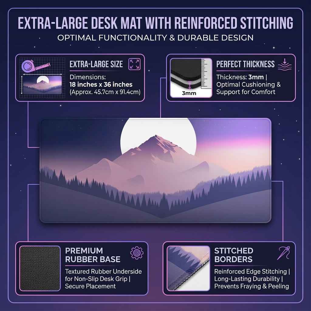 Moonrise Mountain Desk Mat Mouse Pad