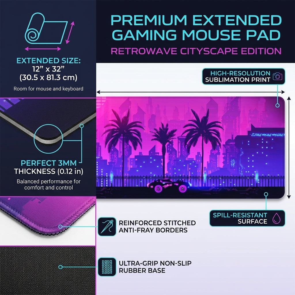 Neon City Extended Desk Mat