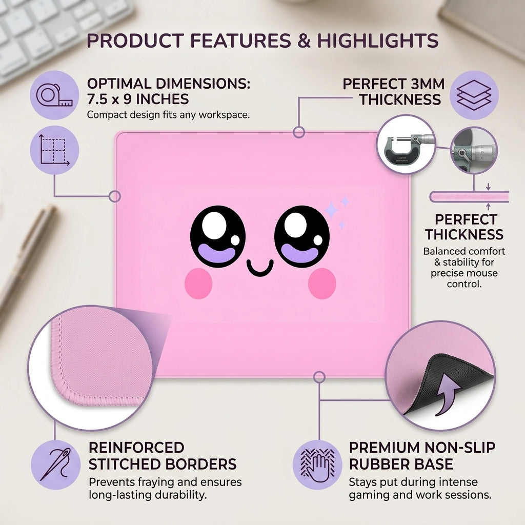 Cute Pink Kawaii Mouse Pad