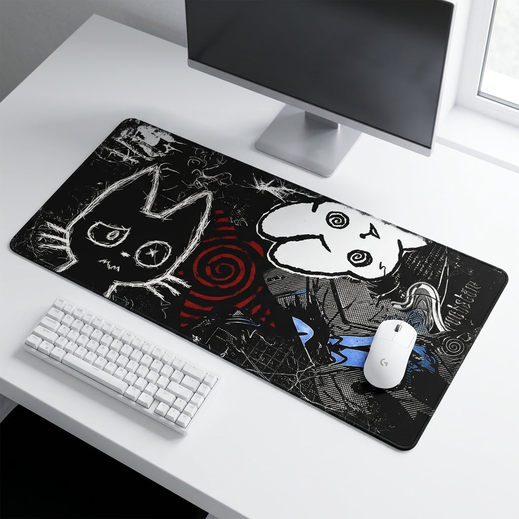 Midnight Doodle Chaos Desk Mat Mouse Pad