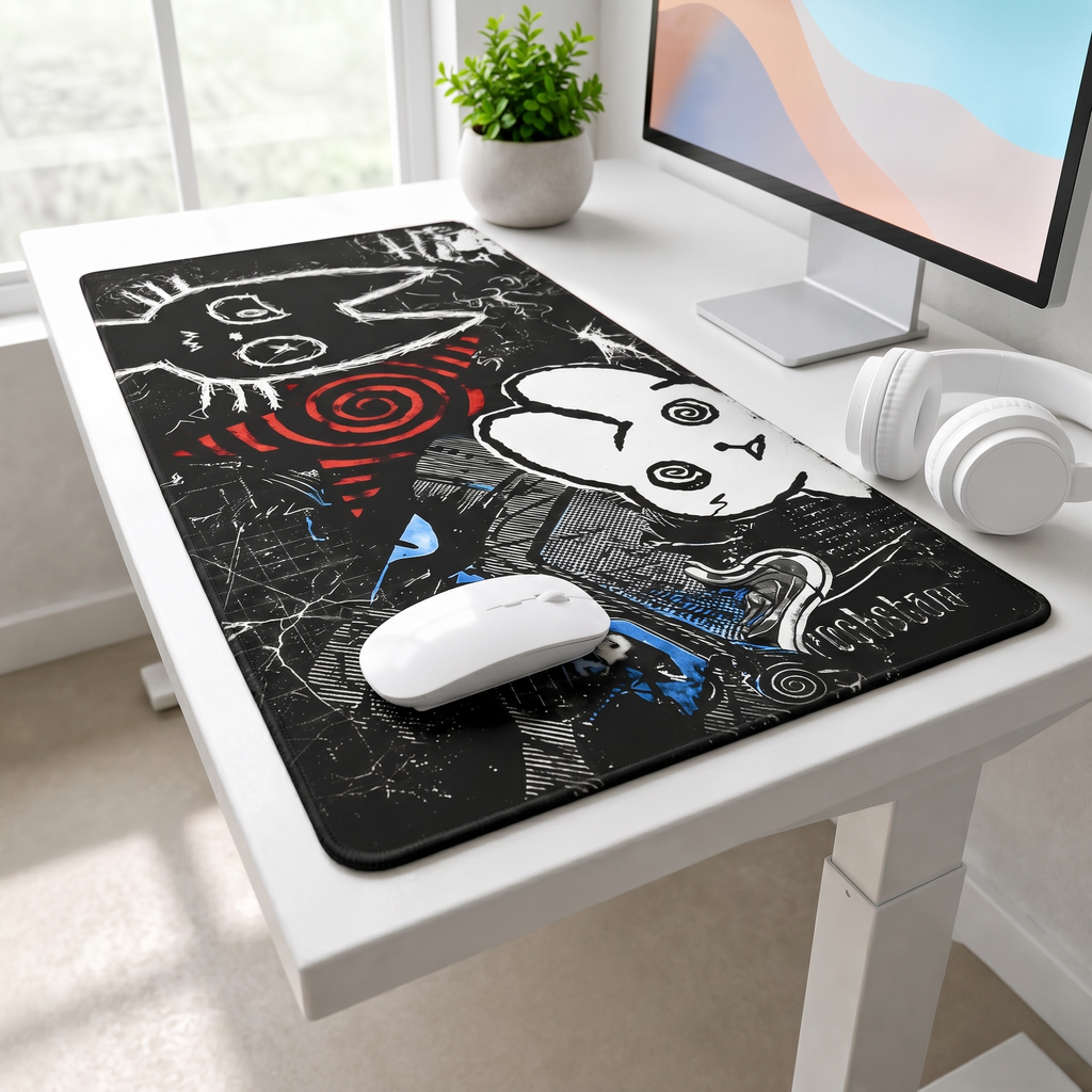 Midnight Doodle Chaos Desk Mat Mouse Pad