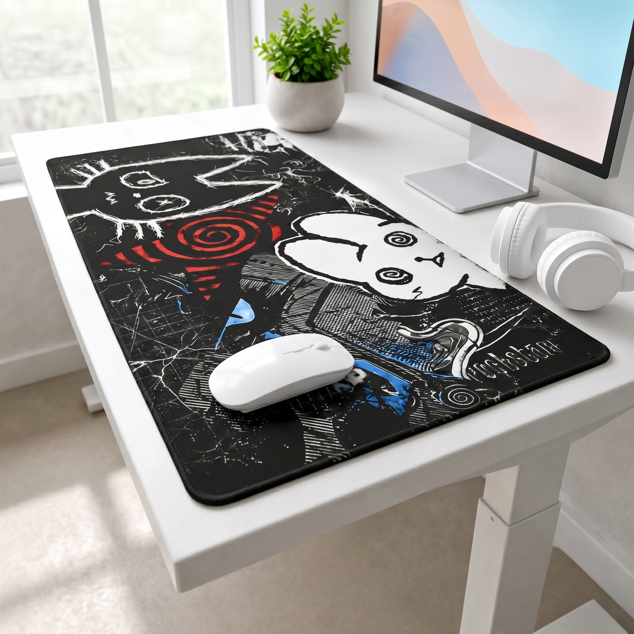 Midnight Doodle Chaos Desk Mat Mouse Pad
