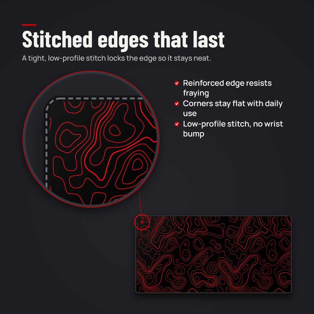 Contour Black & Red Topography Desk Mat Mouse Pad