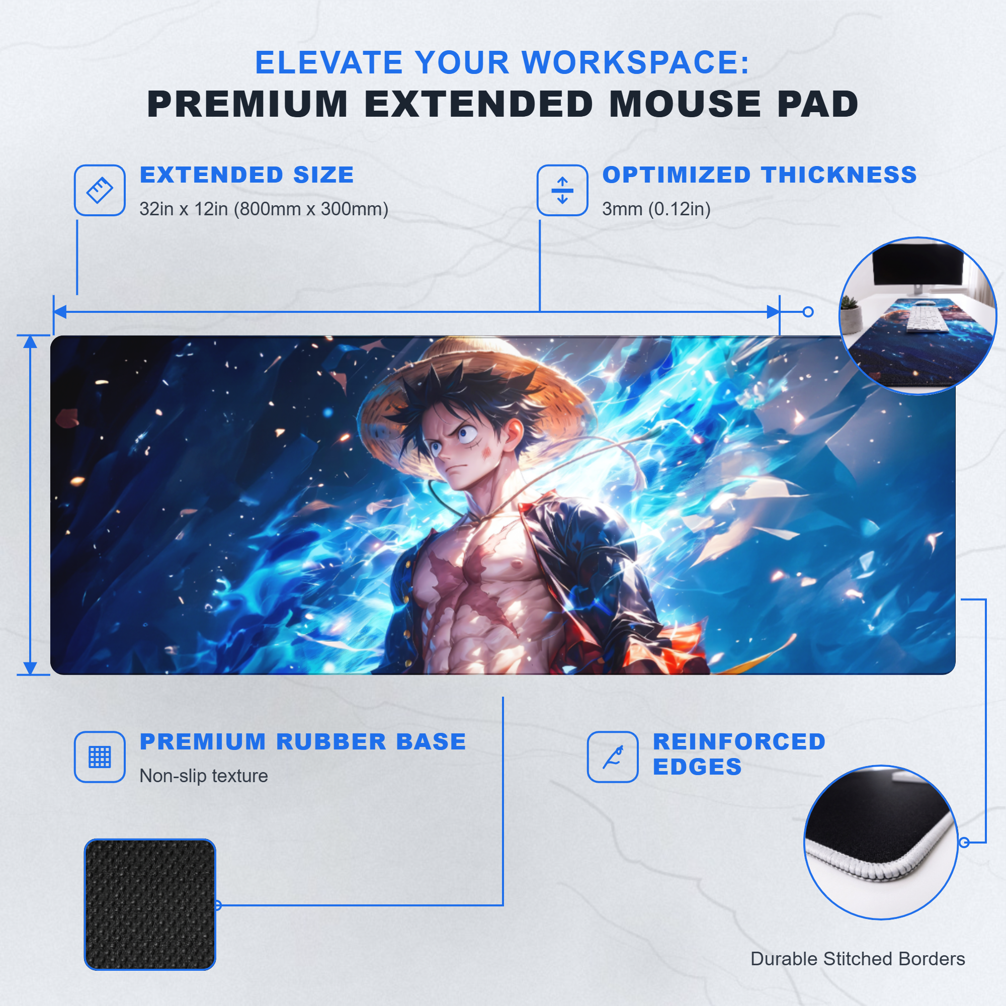 Azure Surge Desk Mat Mockup