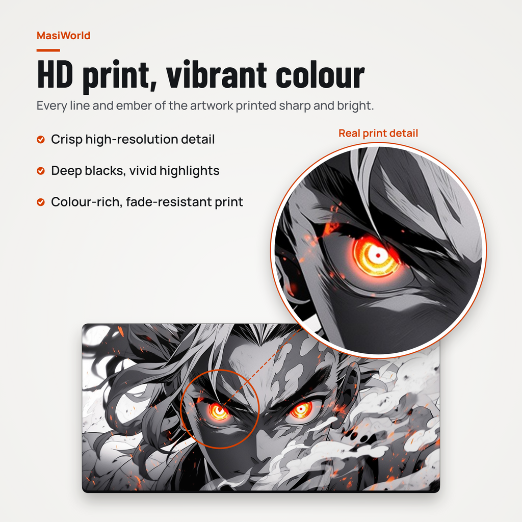 Monochrome Anime Style Desk Mat Mouse Pad