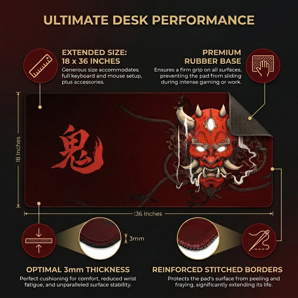 Oni Demon Japanese Gaming Desk Mat Mouse Pad