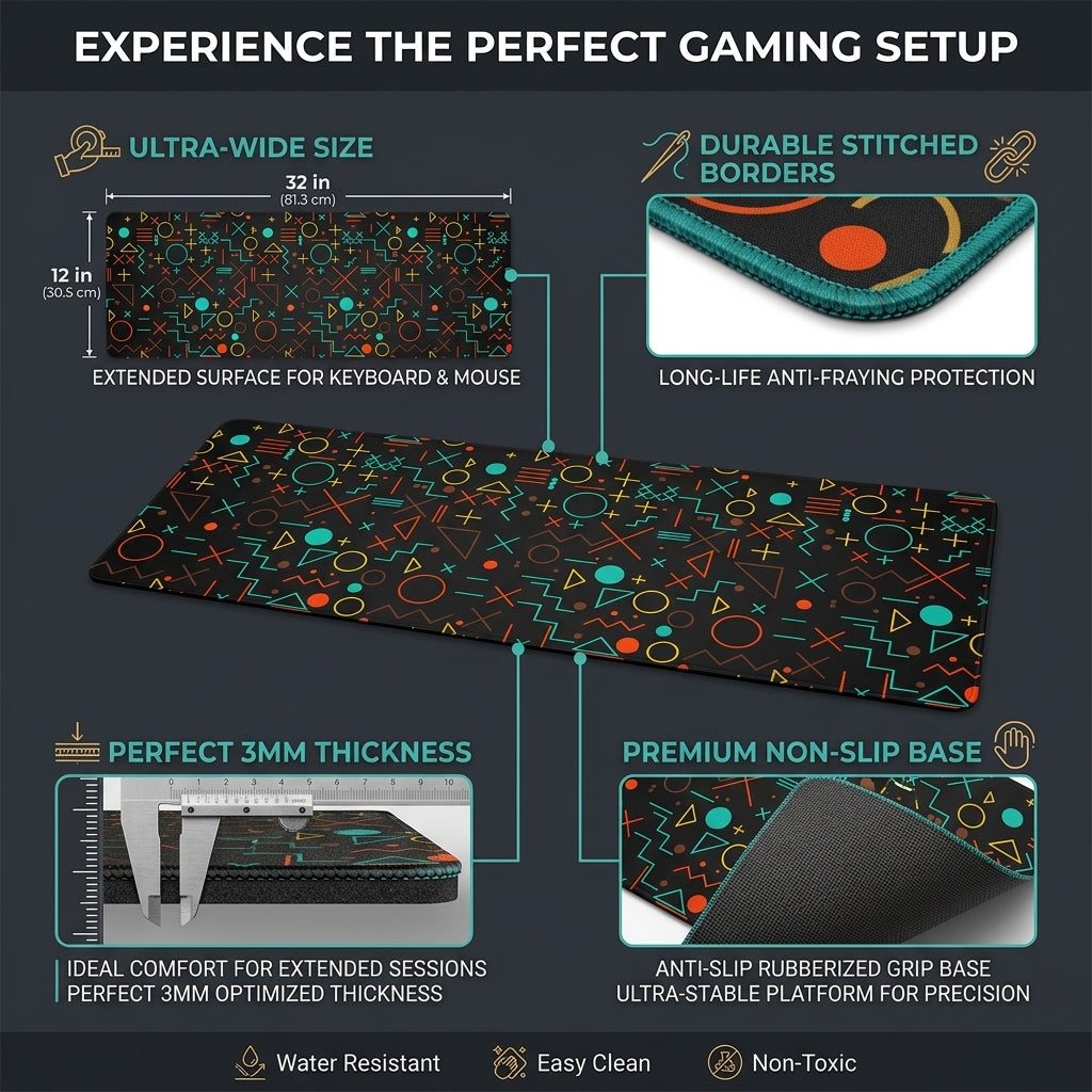 Neon Grid Premium Desk Mat