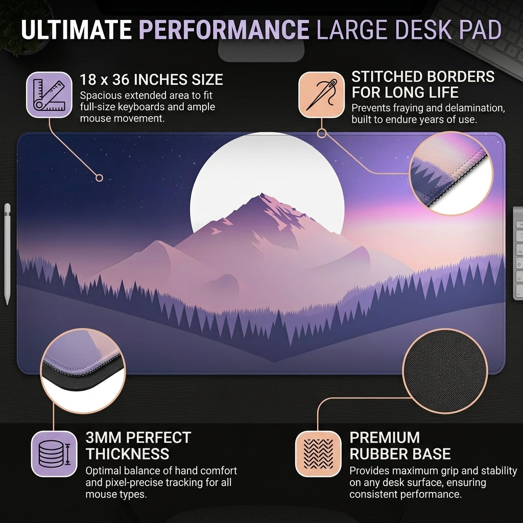 Moonrise Mountain Desk Mat Mouse Pad