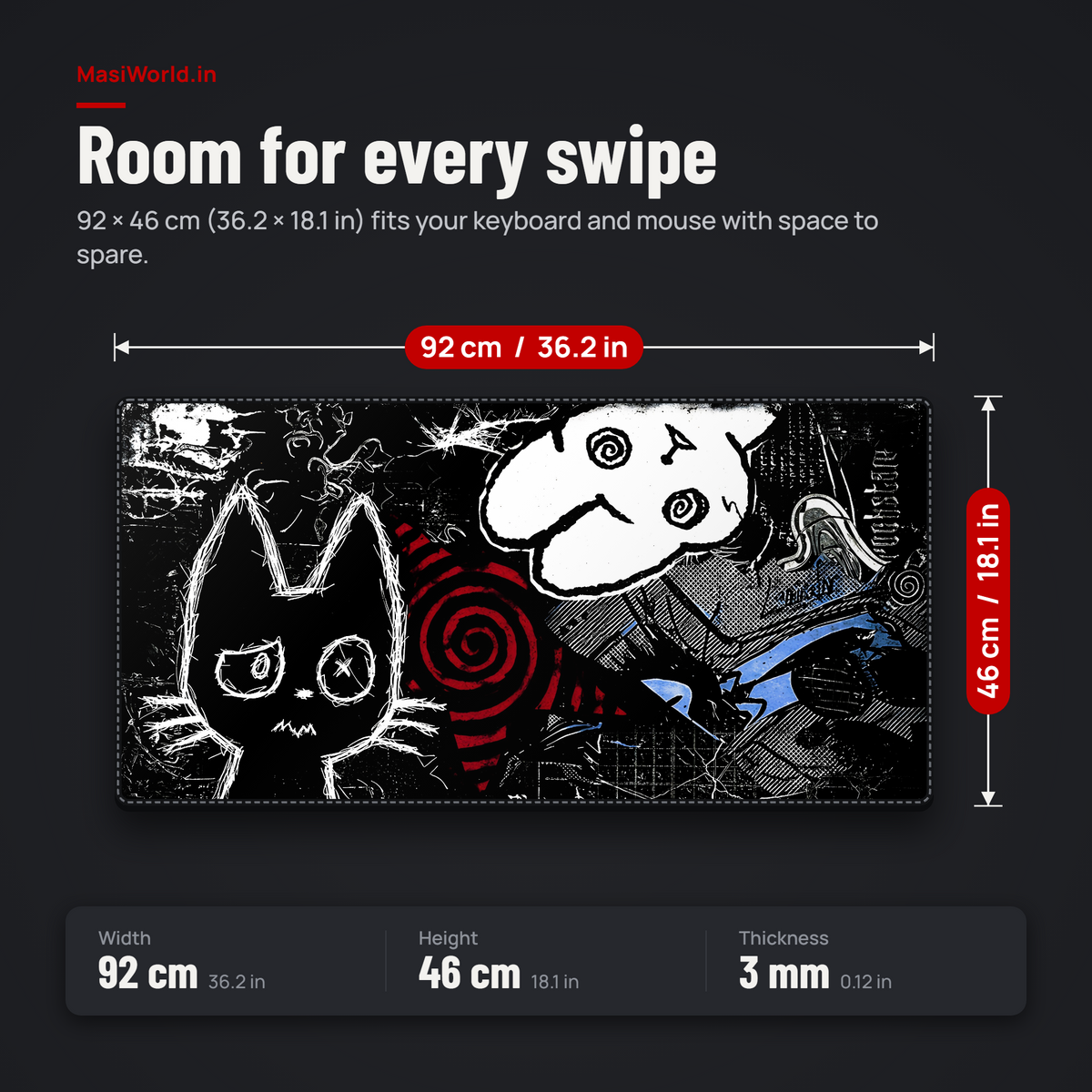 Midnight Doodle Chaos Desk Mat Mouse Pad