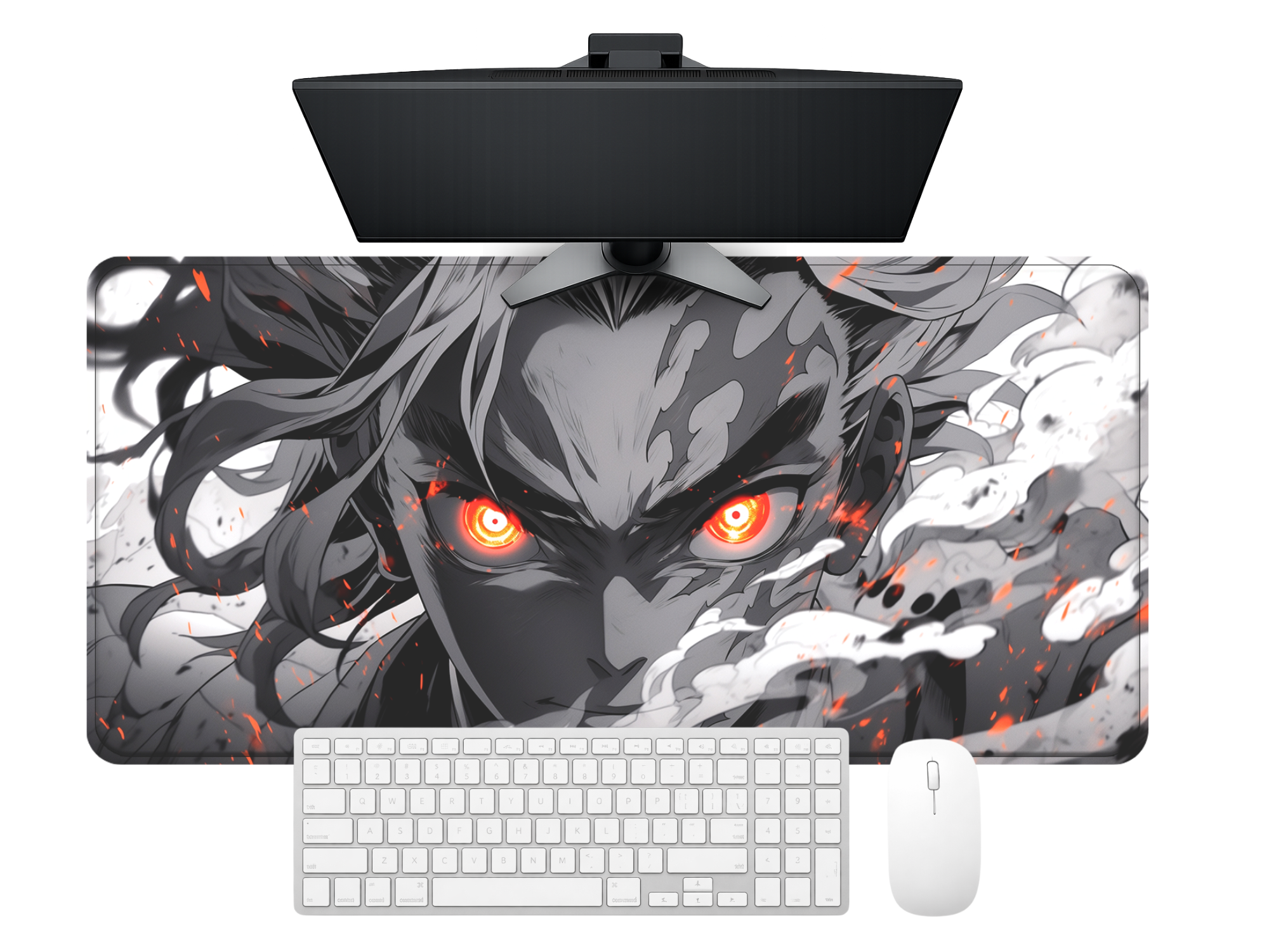 Monochrome Anime Style Desk Mat Mouse Pad
